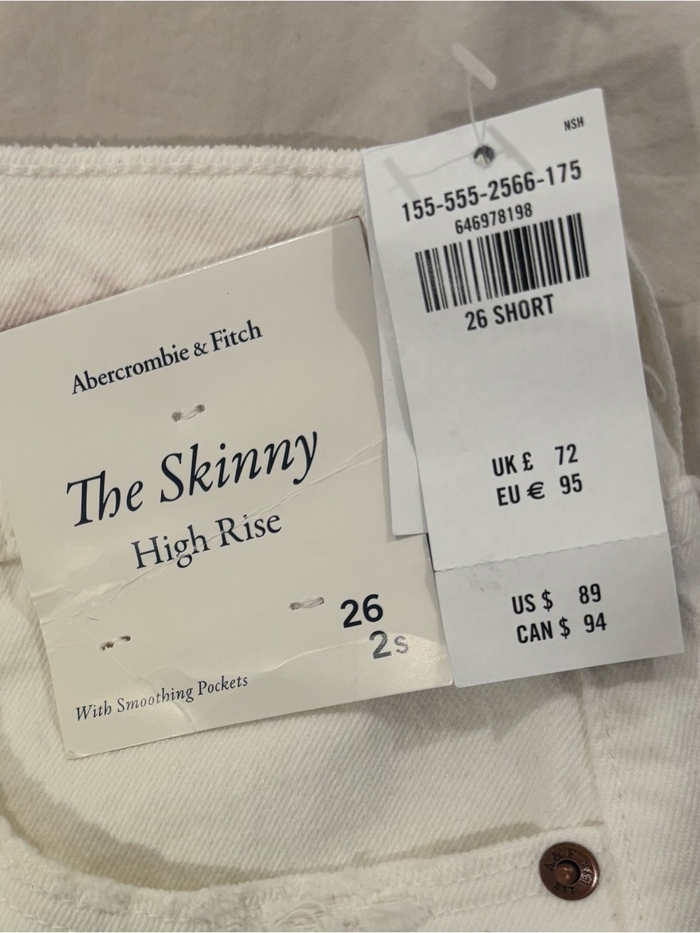 Abercrombie Women’s Skinny High Rise Jeans in White